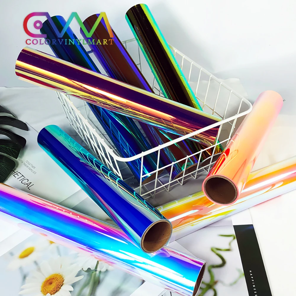 Оптовая продажа DIY водонепроницаемый Радужный самоклеящийся голографический виниловый рулон из ПВХ для режущего плоттера Cricut