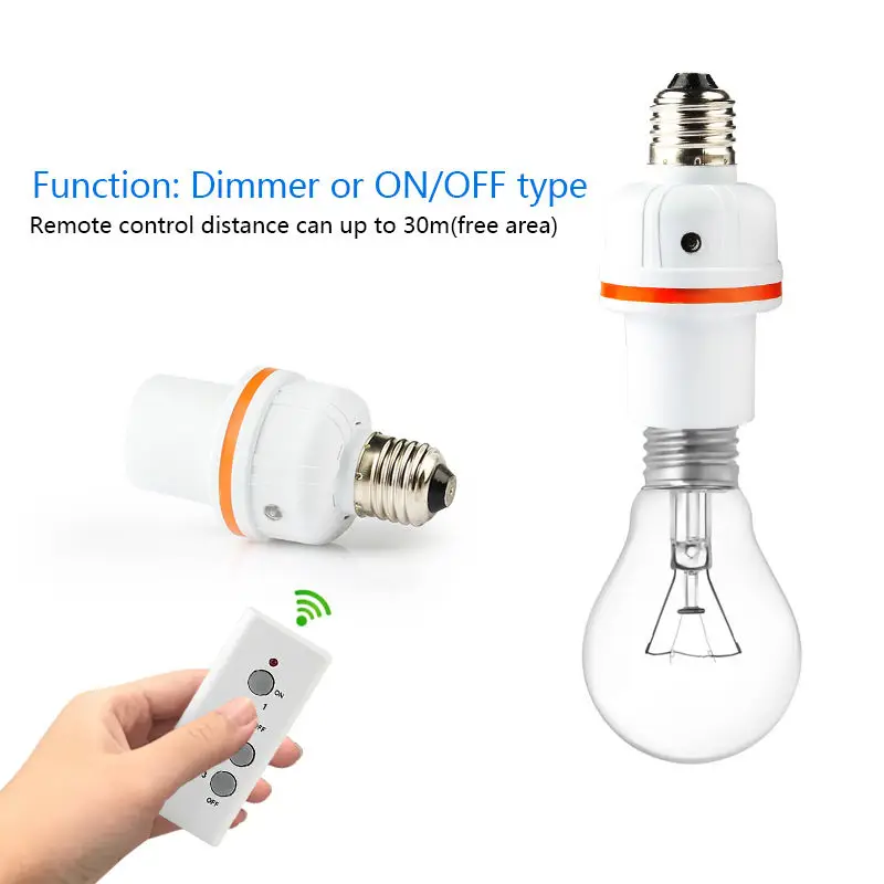 120V RF 433Mhz Wireless Remote Control Lamp Holder Indoor E27 Bulb Base Holder