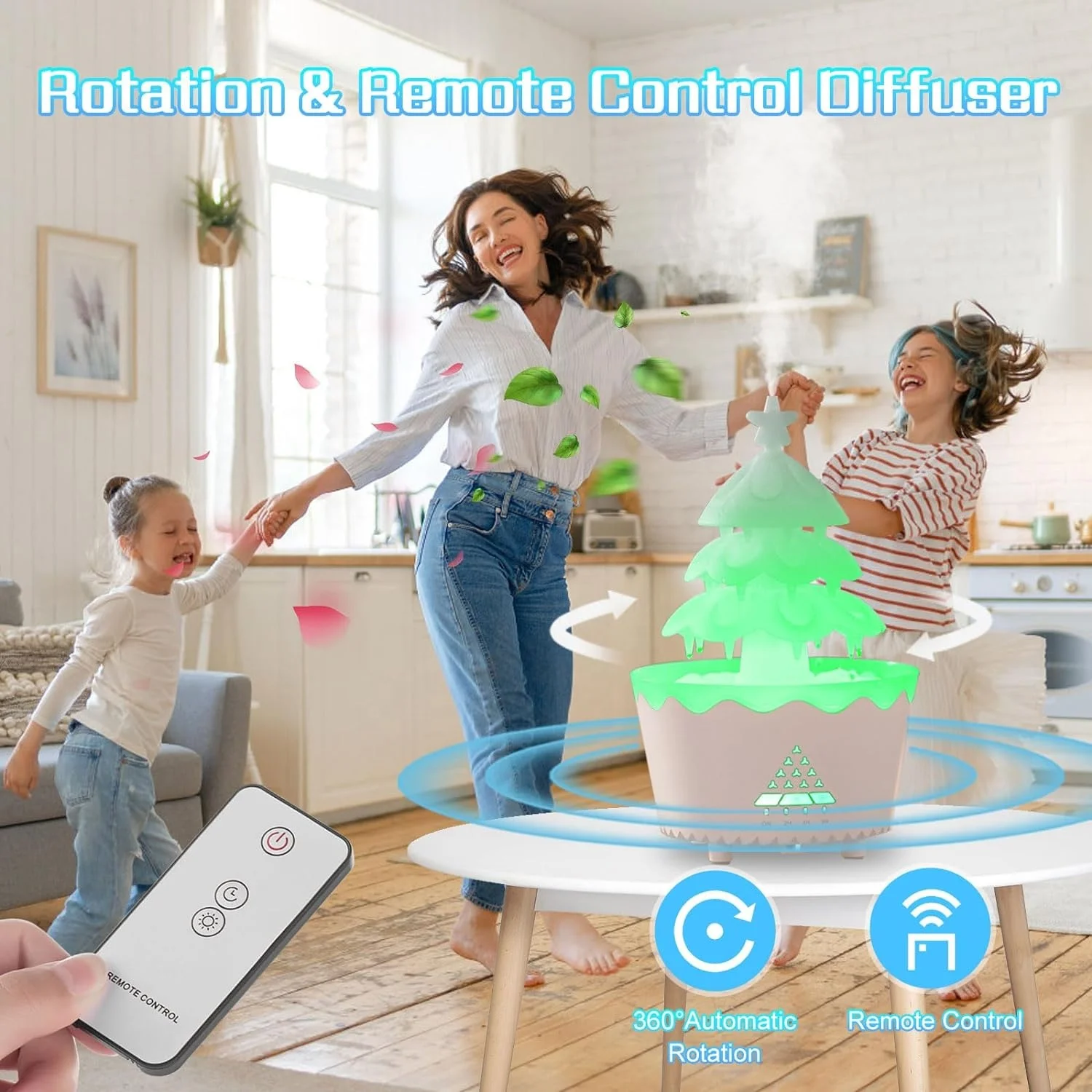 Lucky Tree Ambient 7-Color Light Raindrop Aroma Diffuser Ultrasonic Humidifier Kids Rain Cloud Essential Oil Diffuser Household