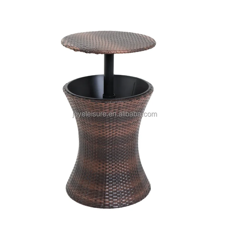 Joye Leisure Outdoor Patio Steel Rattan Beer Wine Ice Cooler Bucket Table