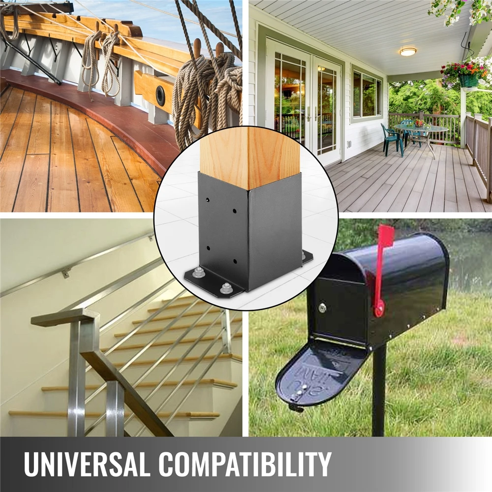 Bracket Holder Fence Post Base Mount 3 5 10 Pcs Concrete Deck Post Anchor Powder Coated 2.5 Lbs With 26 Self-tapping Screws