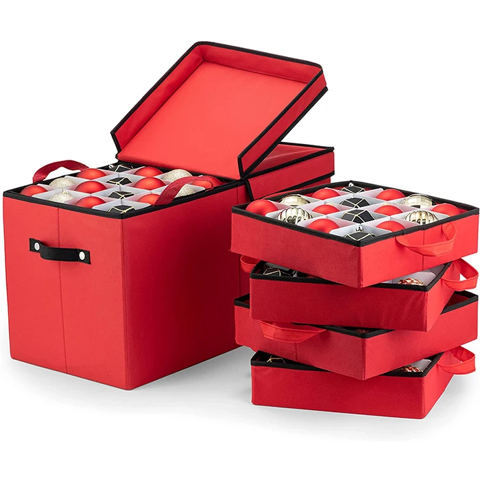 Christmas Ornaments Ball Storage Box  Fit up 128 Ball Foldable Christmas Storage Box With Removable Trays