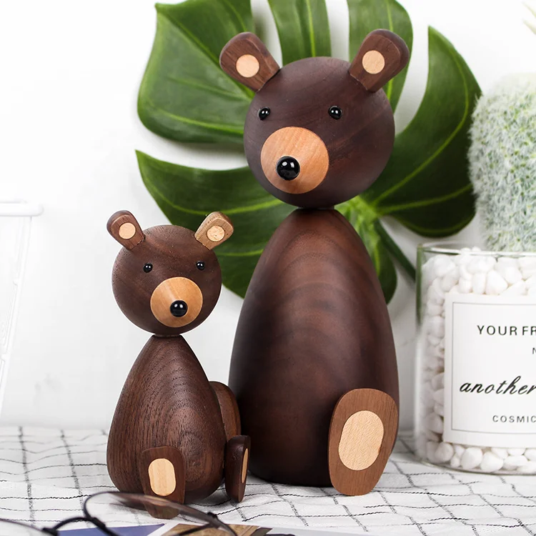 Russia Little bear wood ornaments for decor for furniture wood crafts shipping small gifts wood bear toy ornament home