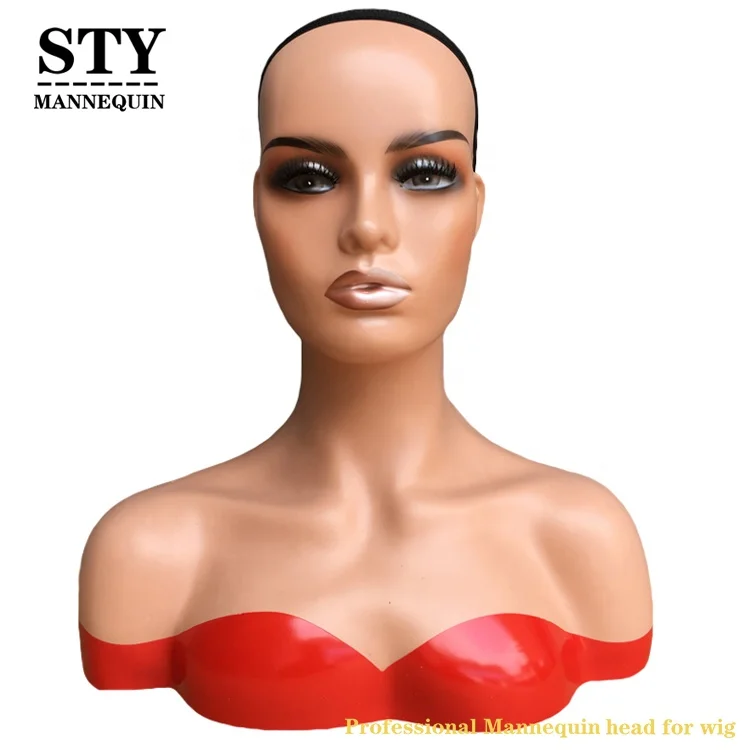 mannequin with makeup and shoulder half mannequin head holder wig dispaly mannequin head
