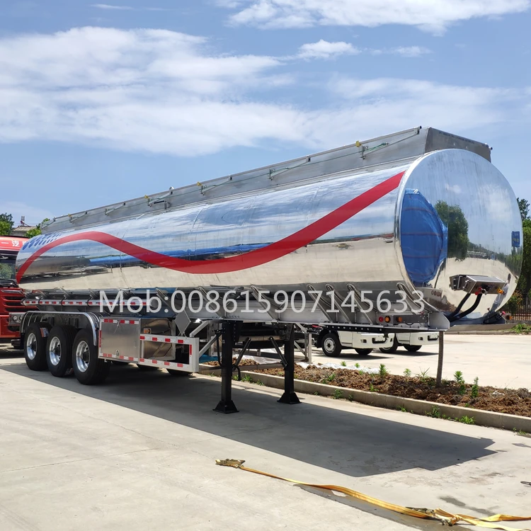 40000L Aluminum lubricant oil fuel gas storage tank lubricant vegetable cooking crude palm oil tank trailer for sale
