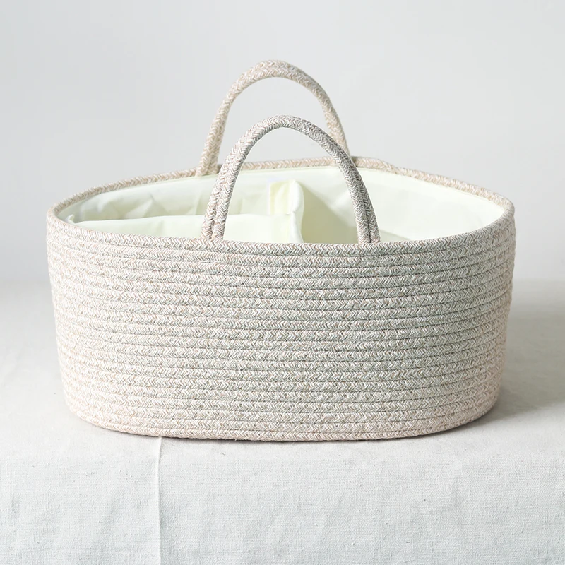 ICEBLUE HD Mommy Bag Jute Cotton Rope Baby Diaper Caddy Diaper Bags