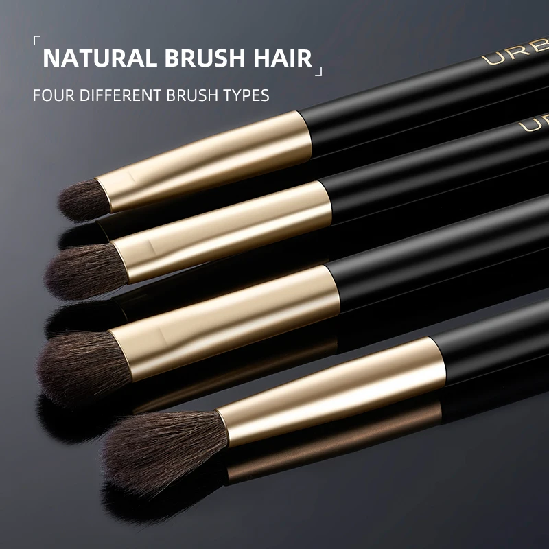 Haixin factory private label logo customized black eye makeup custom brushes, detailed shader 4 pcs eye makeup brushes set