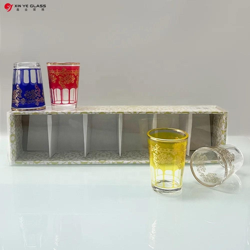 In stock Promotion Custom Sublimation Printing 55ml Shot Glass with Gold Rim Shot Glass Mug