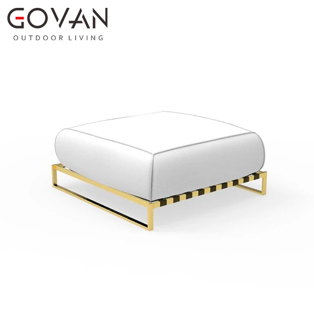 Modern simplicity design hotel villa home leisure furniture garden footstool outdoor stainless steel frame ottoman