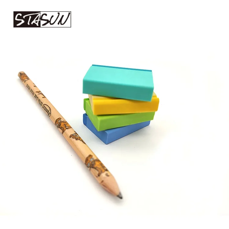 STASUN Multi Color Novelty Stationery Kids Toy TPR Rubber Cute Mini Book Shape Pencil Eraser