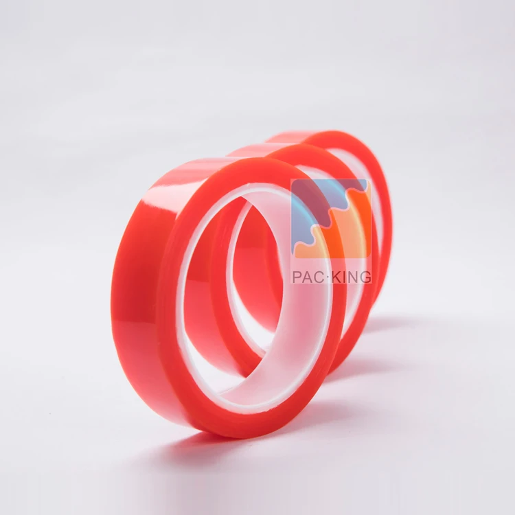 Cutting Red Film Highly Clear Double Sided PET Tape Sticky Hot Melt Adhesive