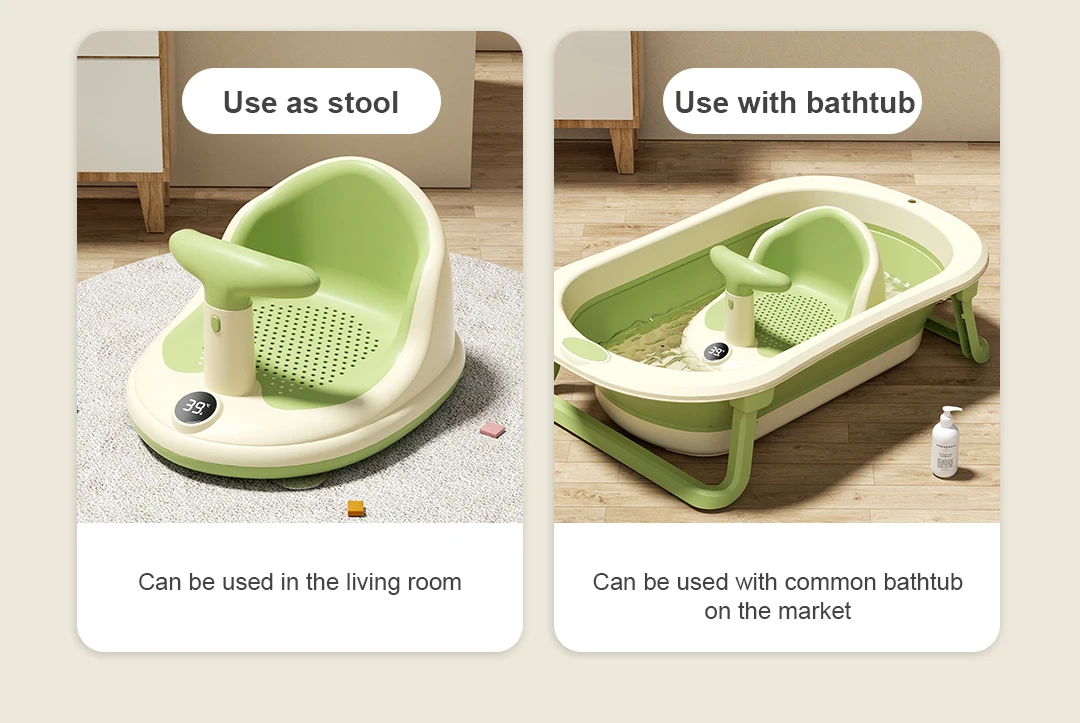Baby Bath Seat with Thermometer for Infant Baby Toddler Multi-function Baby Shower Chair with Suction Cups Suit 6-18 Months