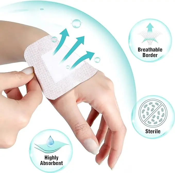 Breathable Adhesive Island Dressing Bandages Wound Bandage Patches Bordered Gauze with Absorbent Non Stick Pad