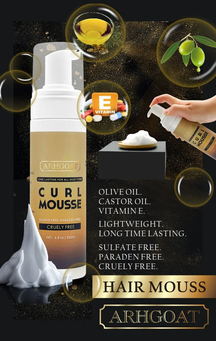 Hair Mousse Private Label  Mousse  Curly Hair Styling Organic  Hair Foam Mousse