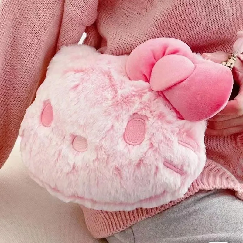 K240 New Purses and Handbags Kitty Plush Crossbody Bag For Women Anime Winter Tote Bags Grab Doll Machine