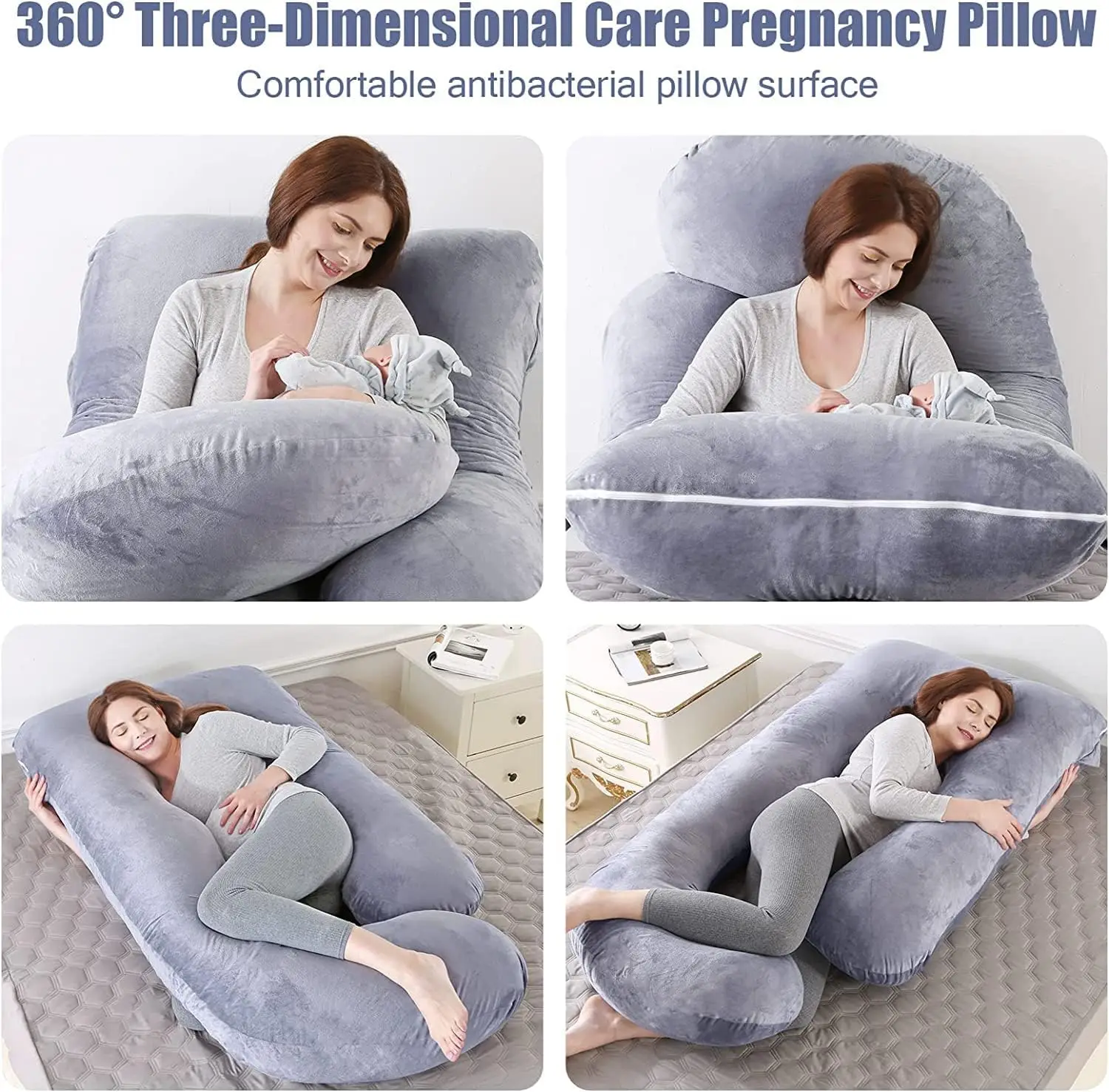 J Shape Maternity Pillow Pregnant Women Body Feeding Support Cover Pillow with Removable Washable hot sale