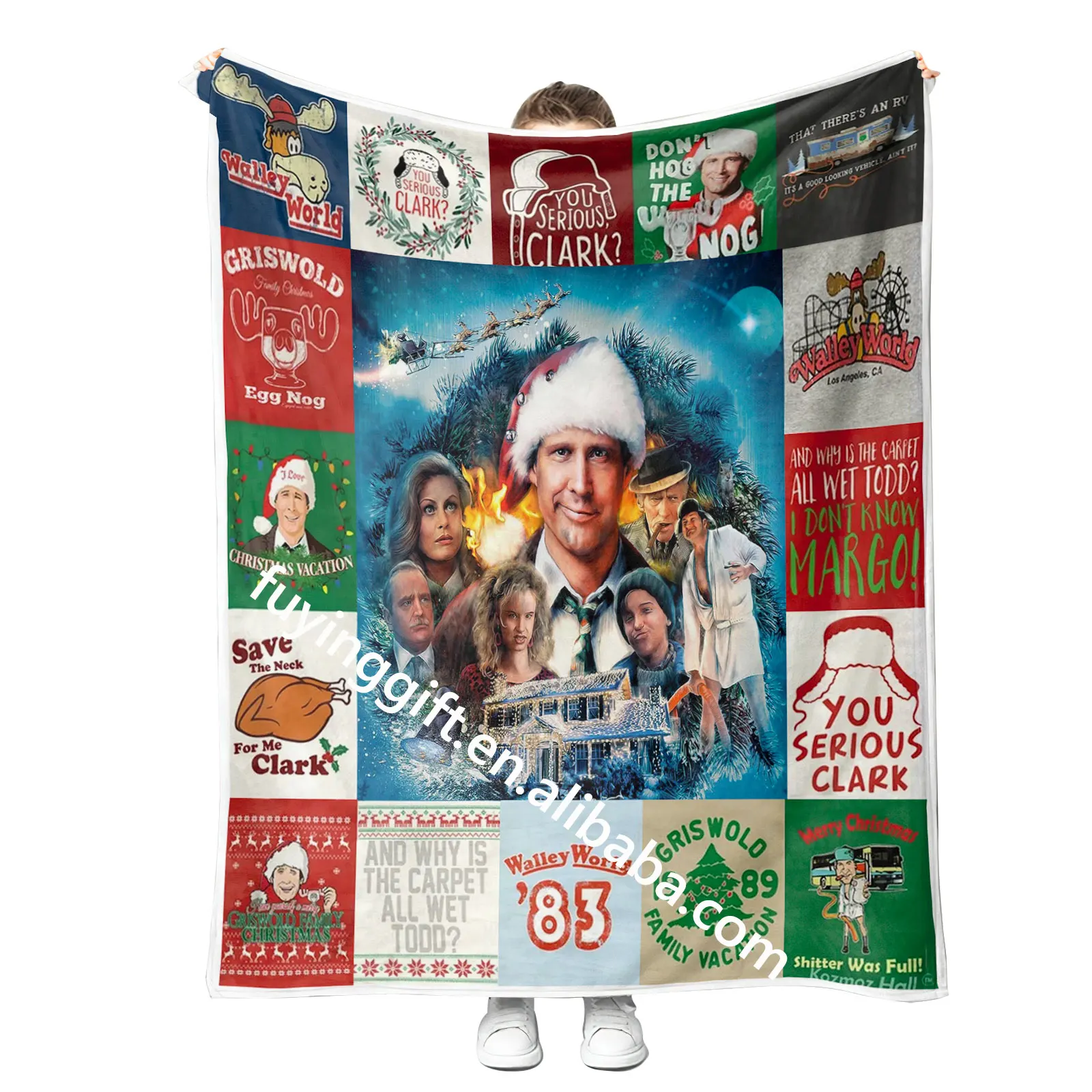 Wholesale Winter Warm Christmas Movie Watching Blanket Custom Cartoon Character Super Fluffy Soft Throw Blankets