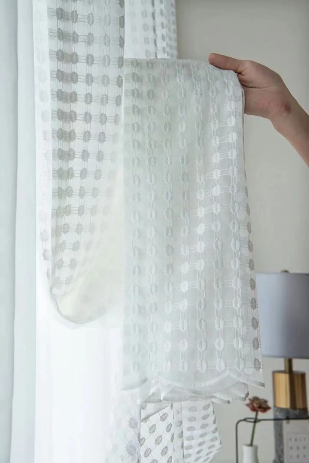 wholesale  Curtain embroider Upholstery Fabric Luxury  polka dot Window Curtain