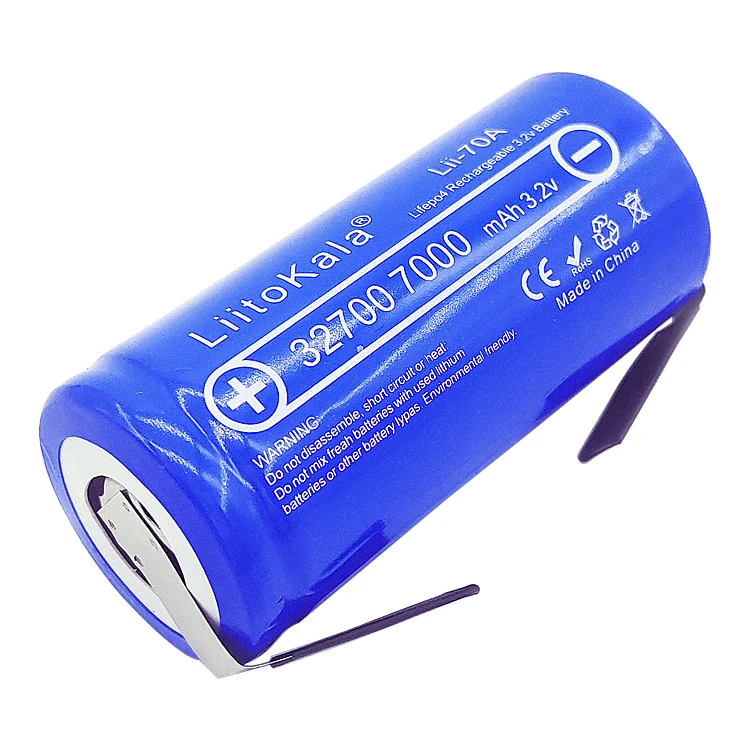 2020 LiitoKala 3.2V 32700 7000mAh 6500mAh LiFePO4 Battery 35A Continuous Discharge Maximum 55A High power battery+Nickel sheets