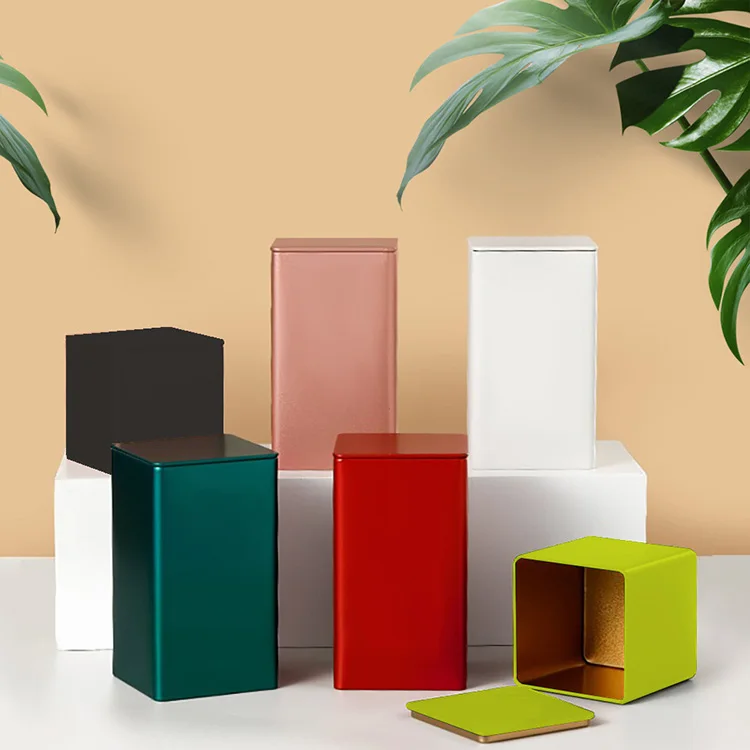 Wholesale Empty Metal Square Tea Tin Gold Sealed Tea Cans Travel Scented Tea Packaging Box