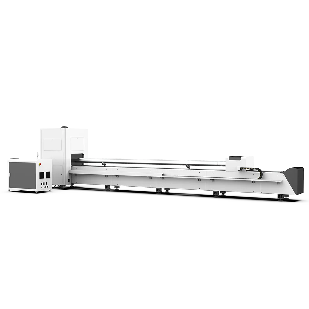 QT Double chuck  laser fiber tube cutting machine Factory direct sales For cutting various metal pipes Round tube Square tube