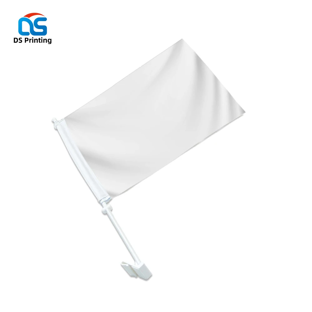 Factory wholesale custom blank sublimation polyester car flag banner with poles car window flag blank