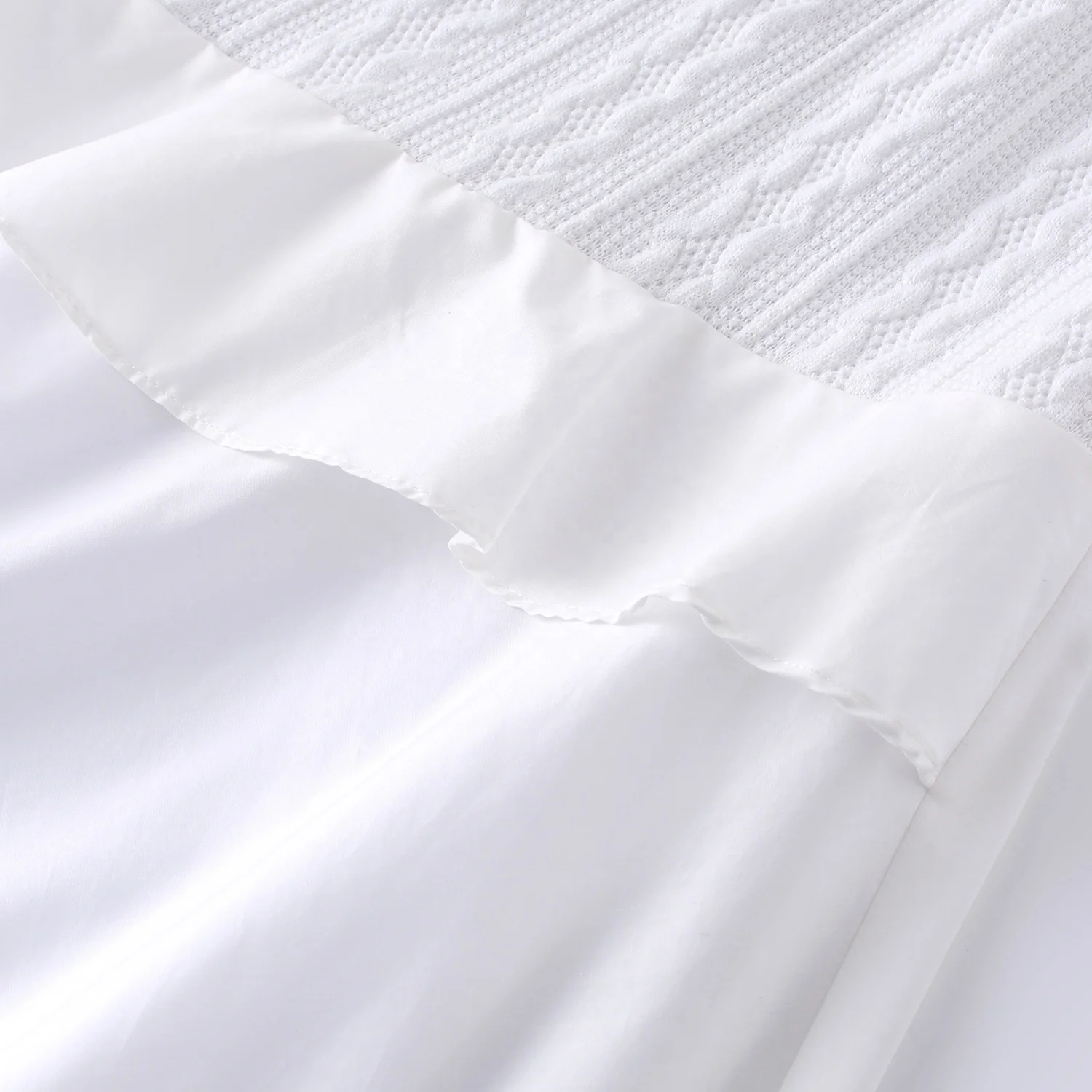 Custom White Office Elegant Ladies Latest Design Vintage Ruffle Hem Asymmetric Cable Knit Wool Cotton Poplin Midi Skirt Women