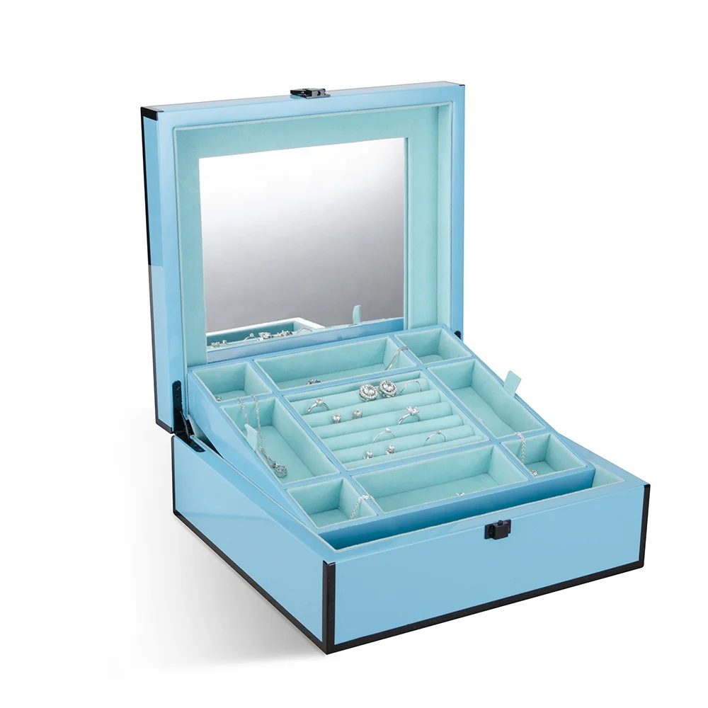 Factory Price Top Grade European Style MDF Wooden Jewelry Box Storage Box With Lock