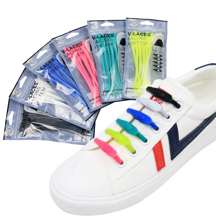 
Custom Waterproof No Tie Shoelaces Elastic Silicone Tieless Shoe Laces for Adults 