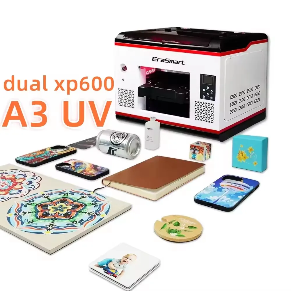 Newest Multifunctional A3/a2 Two Printheads 1400di Small Format Uv Logo Flatbed Printer For Glass Acrylic Ceramic Metal