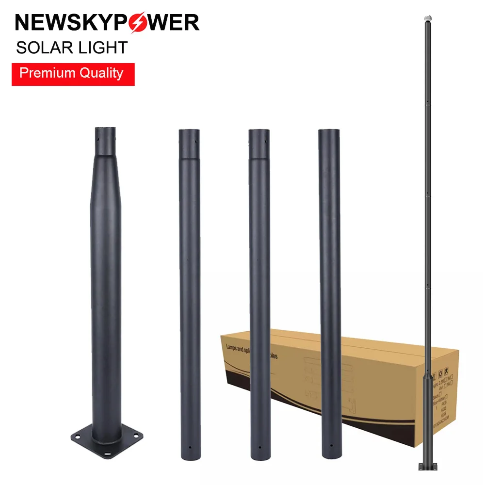 Street Light Pole 4M 5M 6M Straight 76MM Top End Split Type Galvanized Steel Solar Street Light Pole
