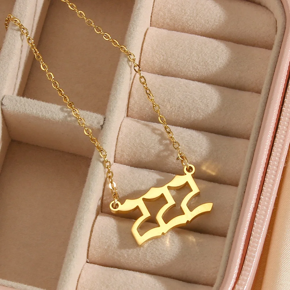 Trendy Angel Number Necklace 111 To 999 Gold Plated Stainless Steel Pendant Necklace Fashion Jewelry