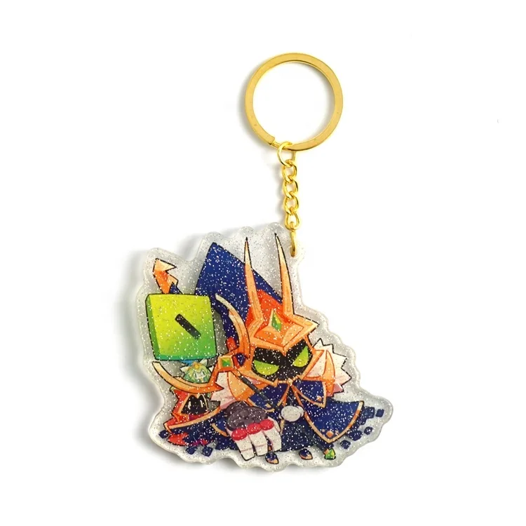 Westar Supplier Two Side Printed Your Own Custom Charm Japan Anime Acrylic Keychain With Glitter Hologram