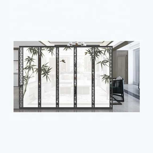 
Bamboo landscape painting Chinese screen porch double sided embroidery room dividers 