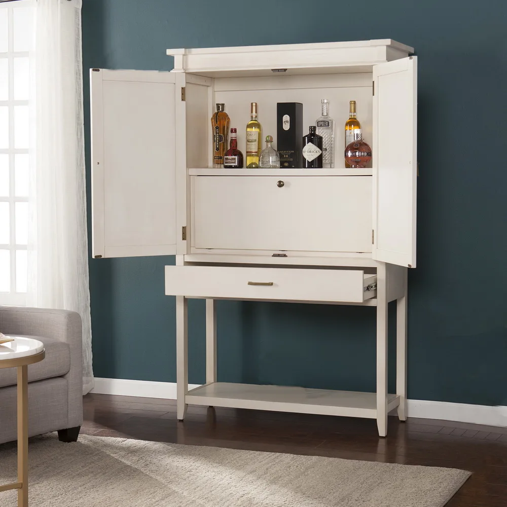 High-end wine cabinet designed with interior folding doors