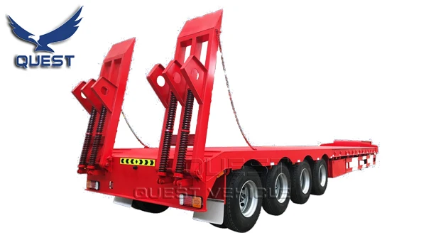 QUEST Factory Supports Custom 4 Axles Lowbed Semi-Trailer Wabco Brake System Efficient Steel Truck Trailer