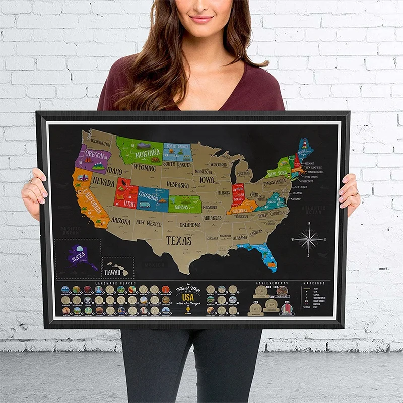 Best Selling Custom Design Multi Style Scratch Off USA Map Poster