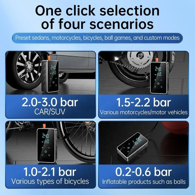 Touch screen Portable Car Air Pump 150PSI Portable Tire Pump Electric Digital Bike Car Tire Inflator Digital Inflation Pump
