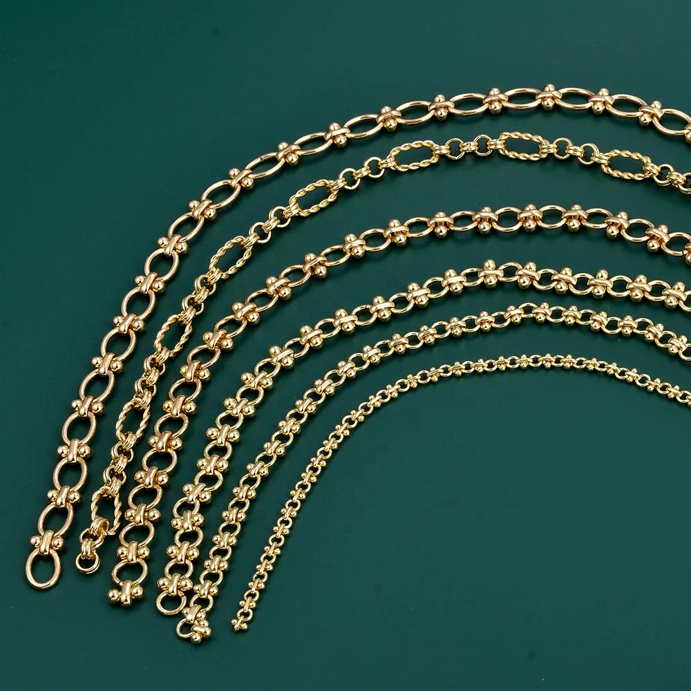 18K Gold Plated Double Weave Chains Findings Curb Chain Link Bulk for Necklace Jewelry Accessories DIY Making