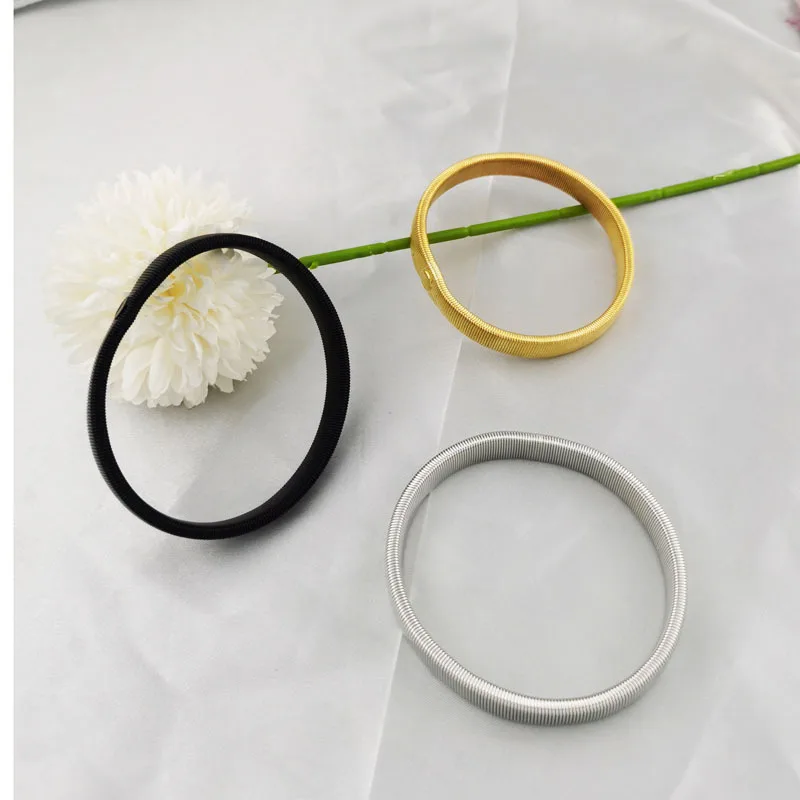 Gold Silver Black Metal Spring Elastic Shirt Sleeve Armband Holder Bracelet For Men Women