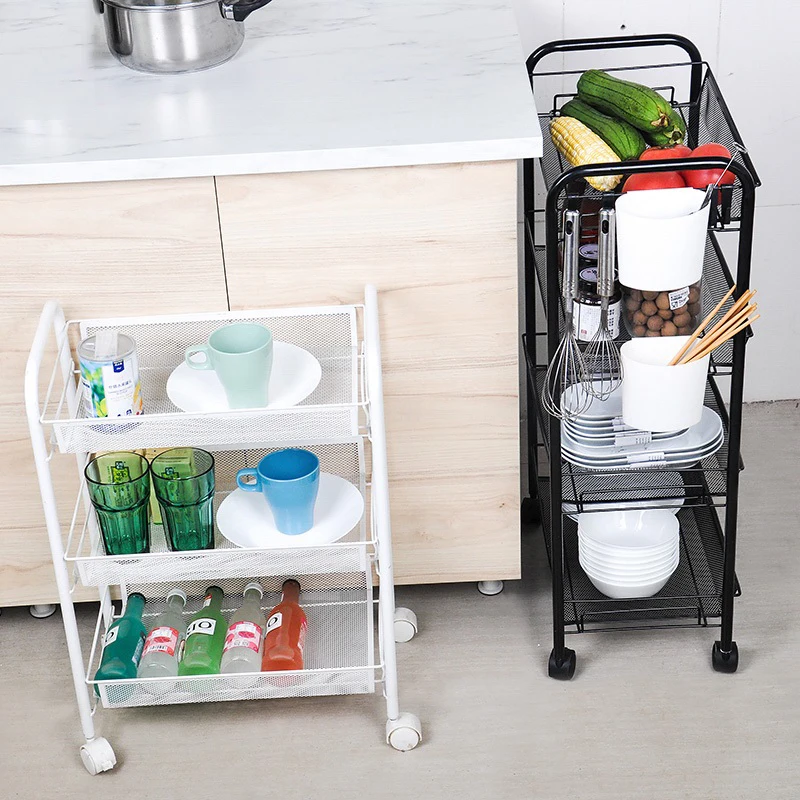 
2020 Modern Rolling Movable 3 Tier Stainless Steel Trolley Cart Storage Rack With Wheels 