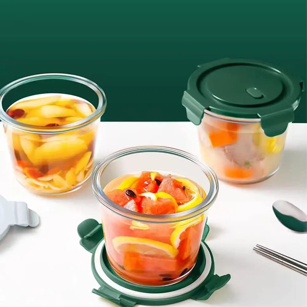 Glassware Soup Bowl Round Glass Food Containers for Food Storage Kitchen Prep Glass Lunch Box with Airtight Lids