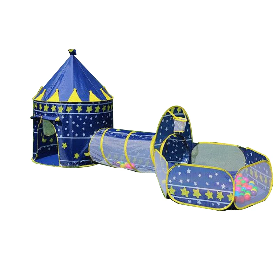 YF-Z601-3  prince princess castle play pop up tent teepee tent tunnel ball pool 3 in 1 tunnel tent