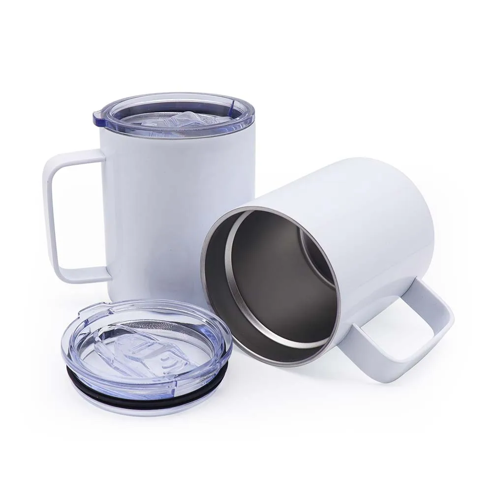 wholesale 304stainless steel vacuum insulated christmas sublimation blanks straight 10oz coffee mug with handle and lids in bulk