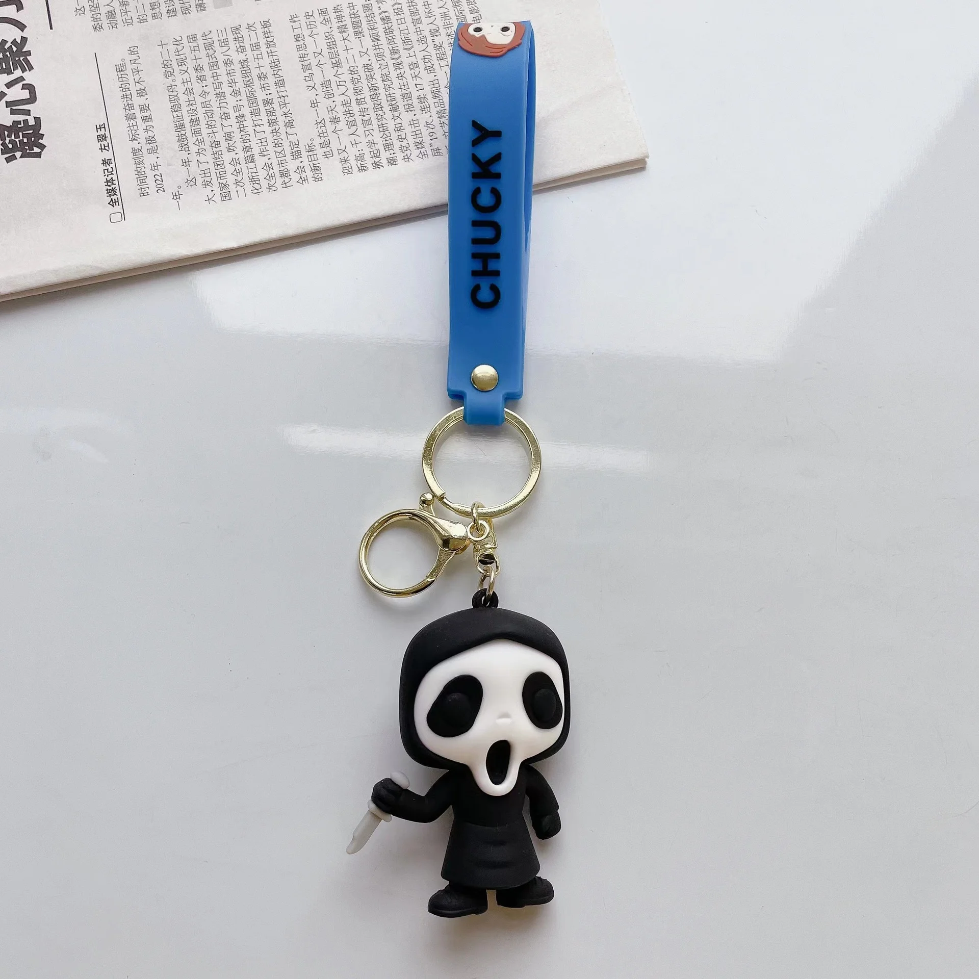 Wholesale New Silicone Halloween Ghost Street Keychain Cartoon Car Keychain Couple Bag Hanging Pendant 3D Key Chains