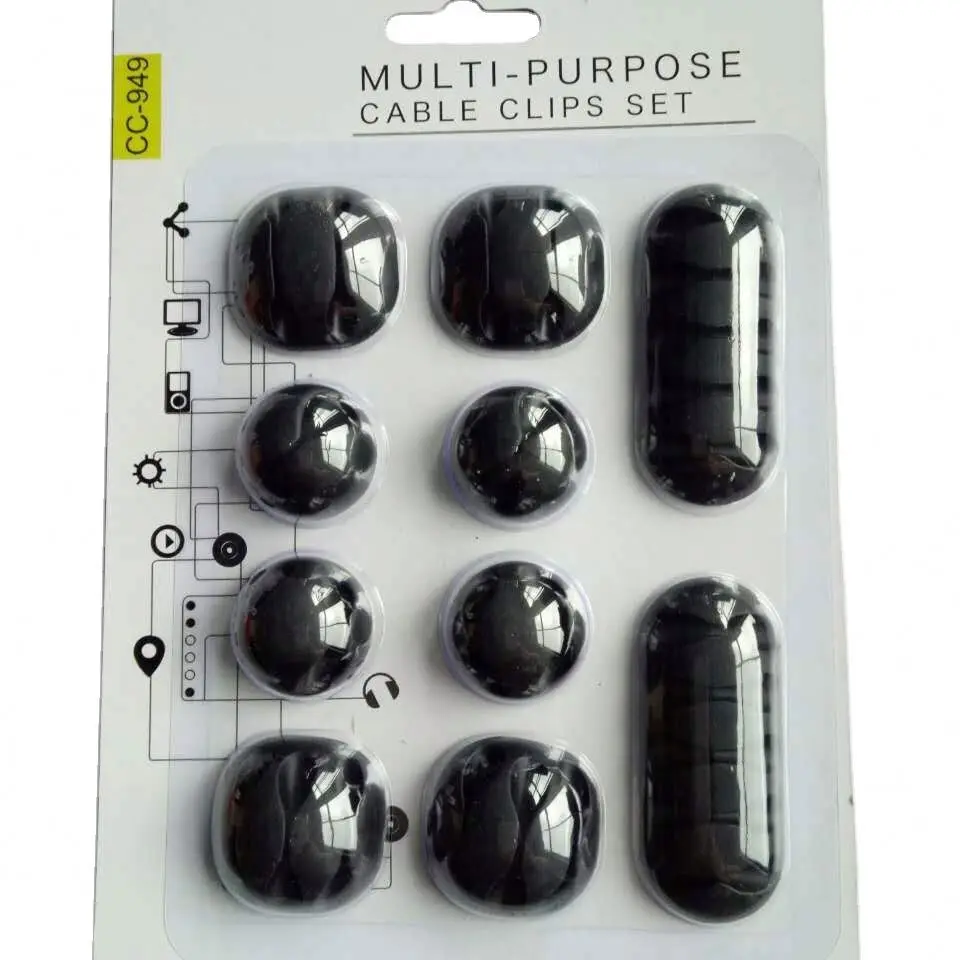 Desktop Lines Wire TPR Cable Clip Multi-Purpose Cable Clips Set Slot Cable Holder Organizer  T1518