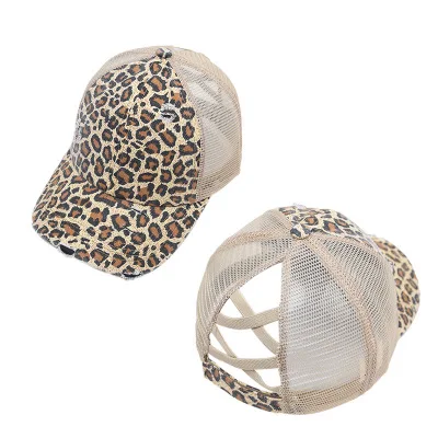 Ins Hot new Ponytail with hole baseball cap women outdoor sports sun prevention hat wholesale leopard print hat