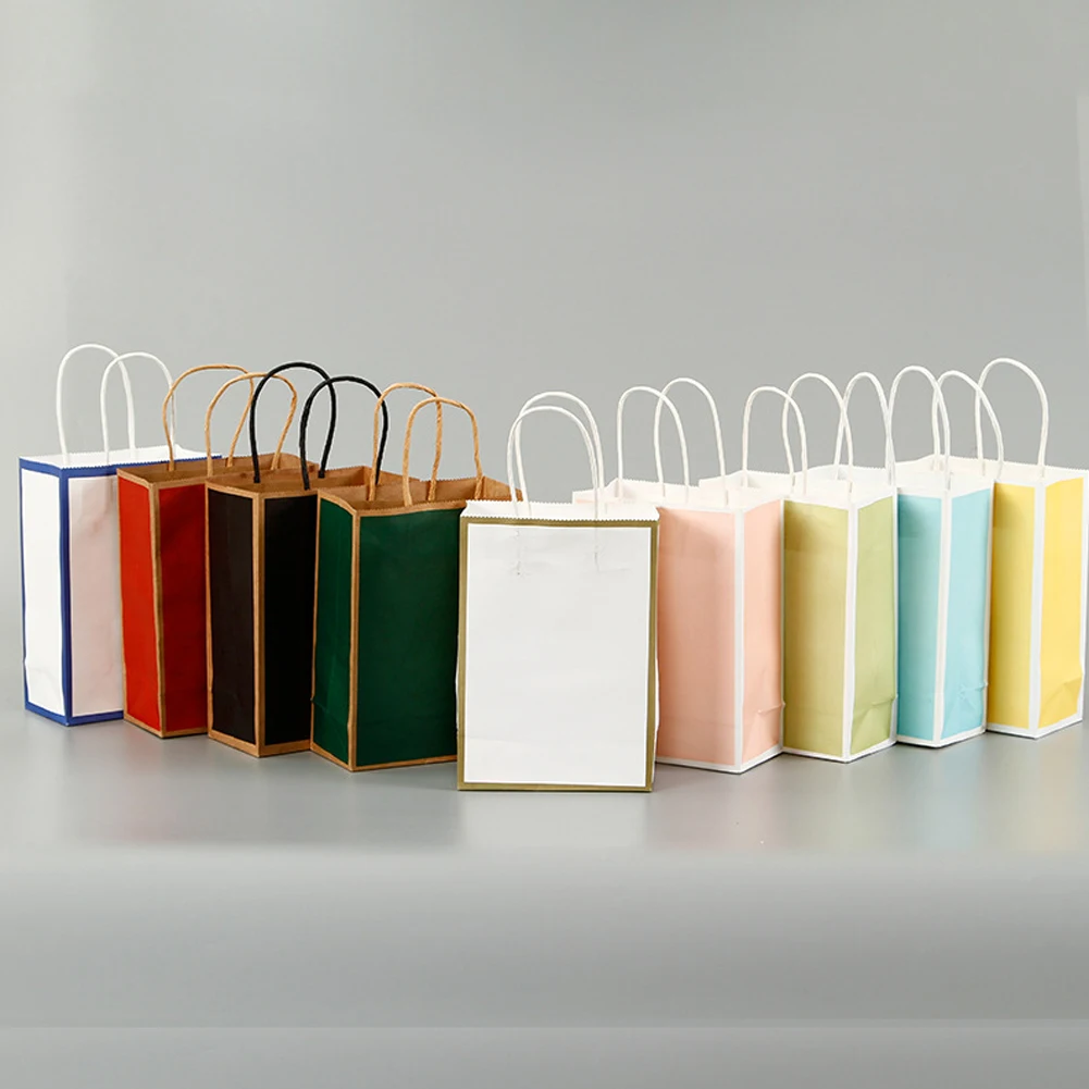 Custom Printed Your Own, Logo White Brown Kraft Gift Craft Shopping Paper Bag With Handles/