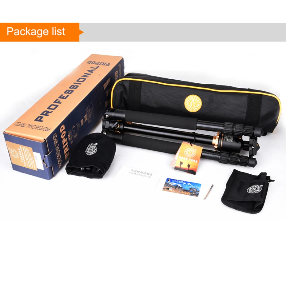 Portable Compact Travel Horizontal System Tripod Q999H Professional Camera Tripods 61 Inch for Leica Nikon Sony SLR DSLR Cameras