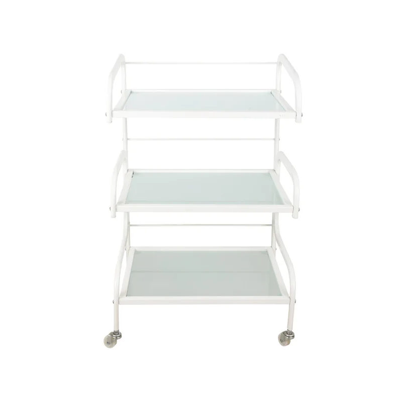 cheaper Glass beauty trolley. the tray is glass and the framework is iron . very durable salon tolley